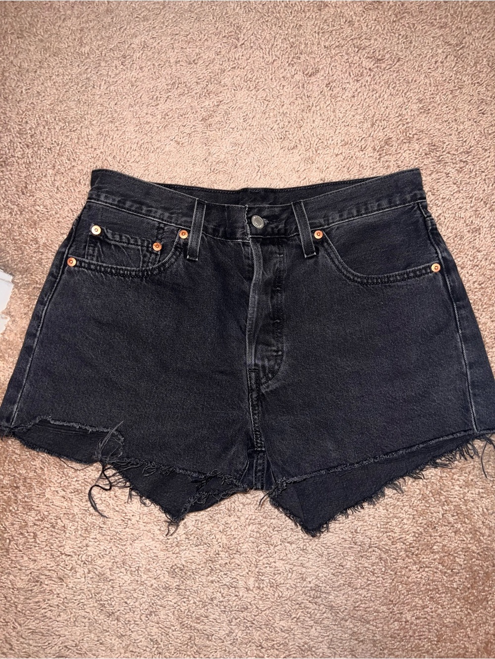 Levi’s High-Rise Black Denim Cutoff Shorts